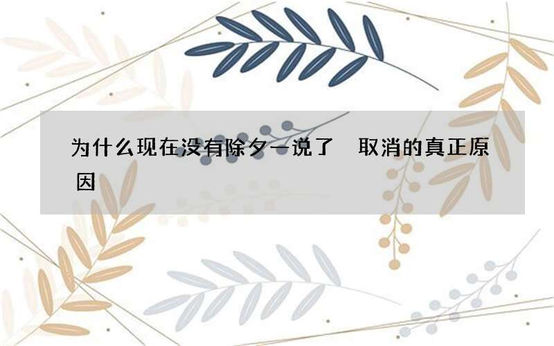 为什么现在没有除夕一说了 取消的真正原因